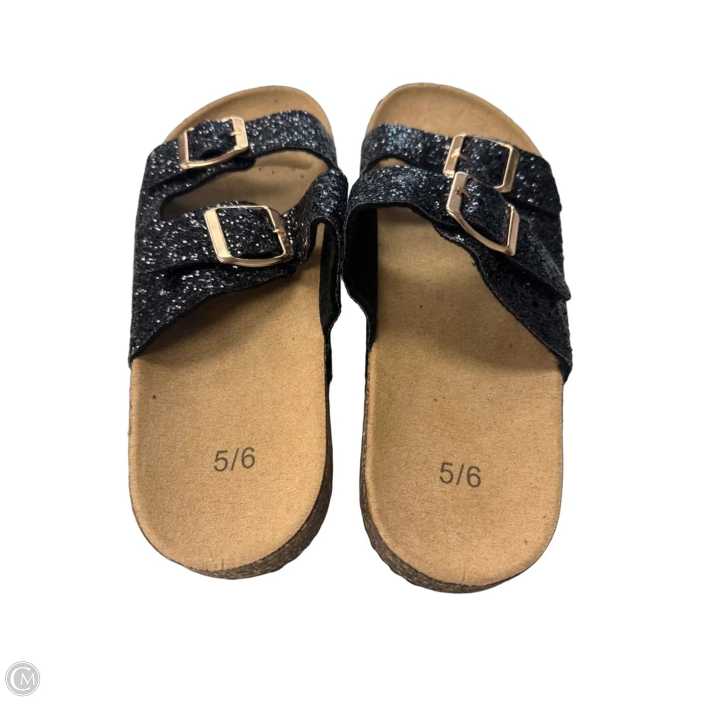 Sandals Flats By Clothes Mentor In Black, Size: 5.5