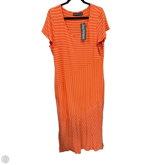 Dress Casual Maxi By Nina Leonard In Orange & White, Size: Xl