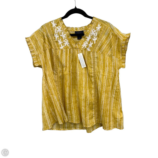 Top Short Sleeve By Rachel Roy In Gold & White, Size: Xl