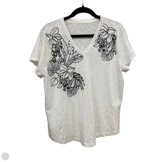 Top Short Sleeve By Chicos In Black & Cream, Size: L