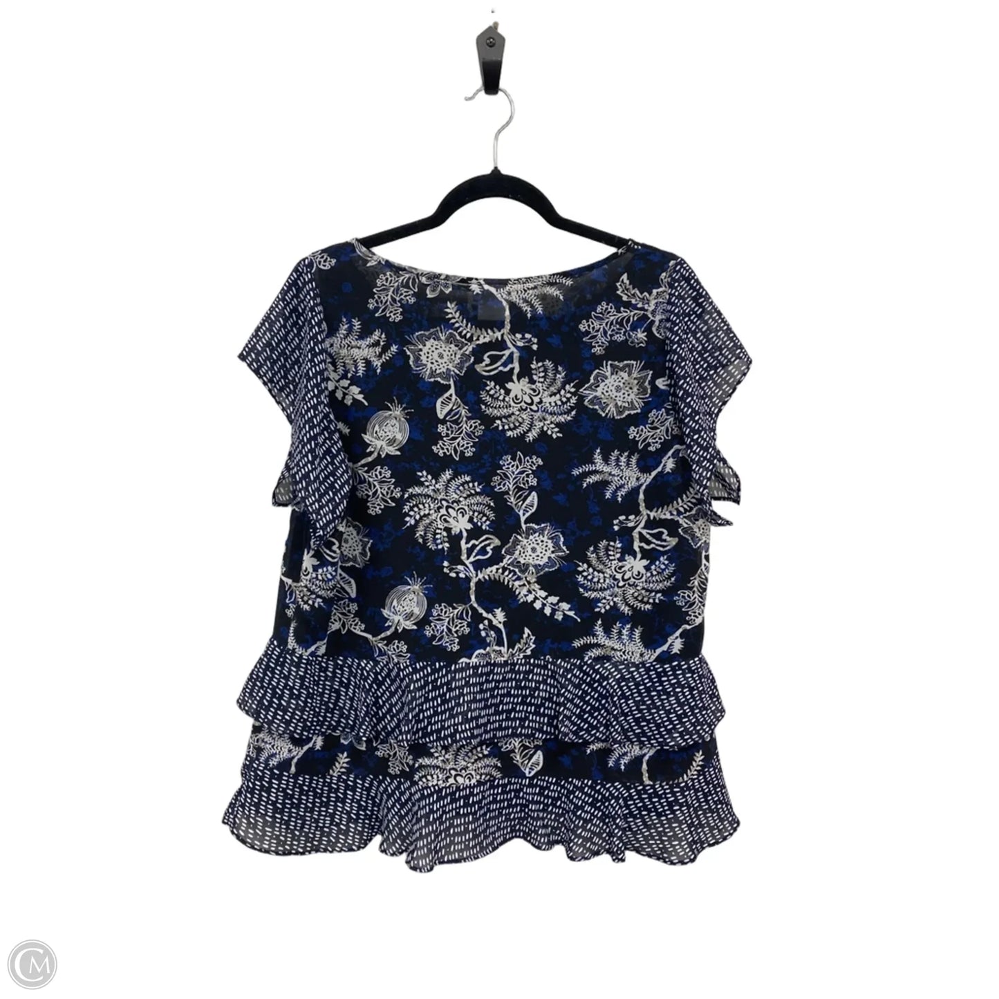 Top Short Sleeve By Cabi In Black & White, Size: L