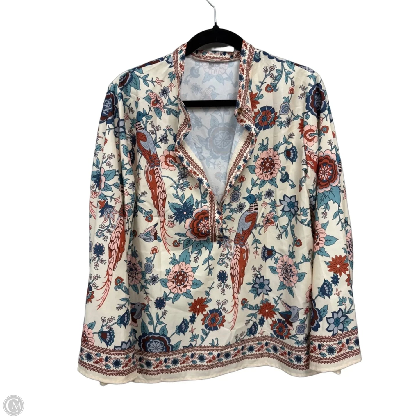 Top Long Sleeve By Clothes Mentor In Blue & Cream, Size: M
