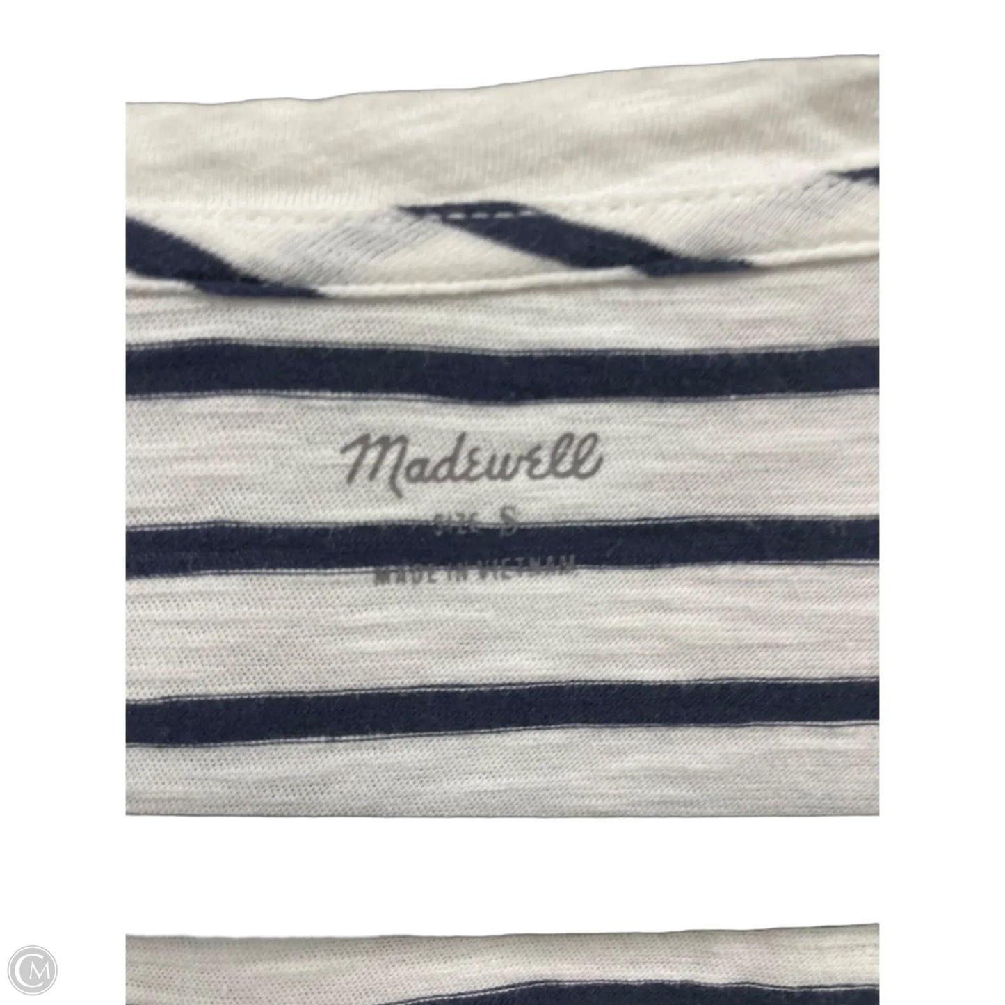 Top Short Sleeve By Madewell In Blue & White, Size: S