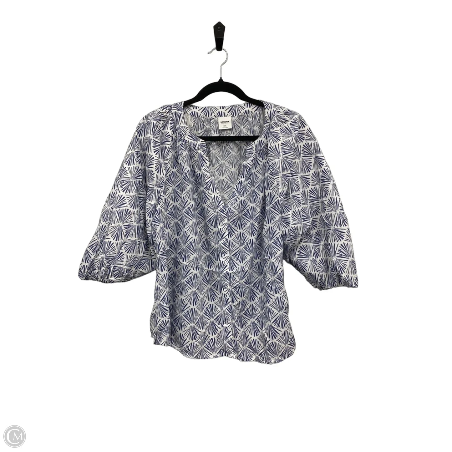 Top Short Sleeve By Sonoma In Blue & White, Size: Xxl
