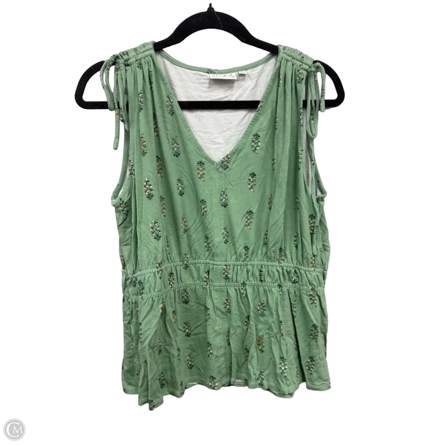 Top Sleeveless By Wonderly In Green, Size: L