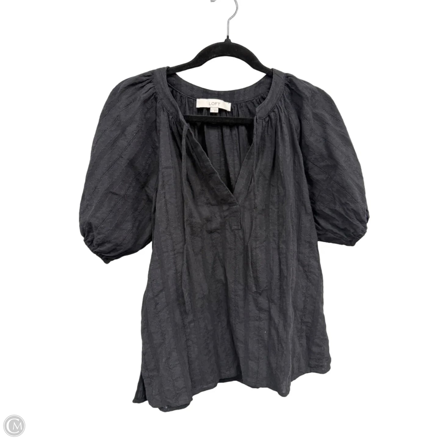 Top Short Sleeve By Loft In Black, Size: S