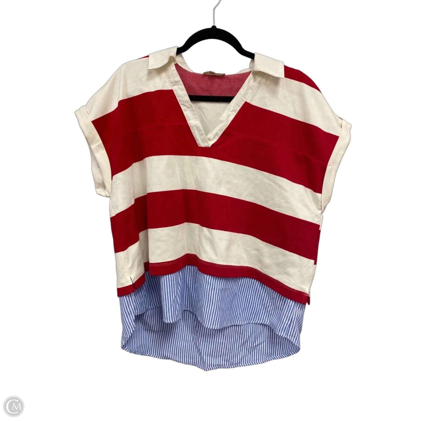 Top Short Sleeve By Entro In Blue & Red & White, Size: M