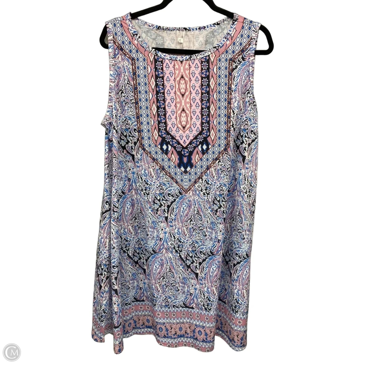 Dress Casual Short By Clothes Mentor In Blue & Pink, Size: 2x