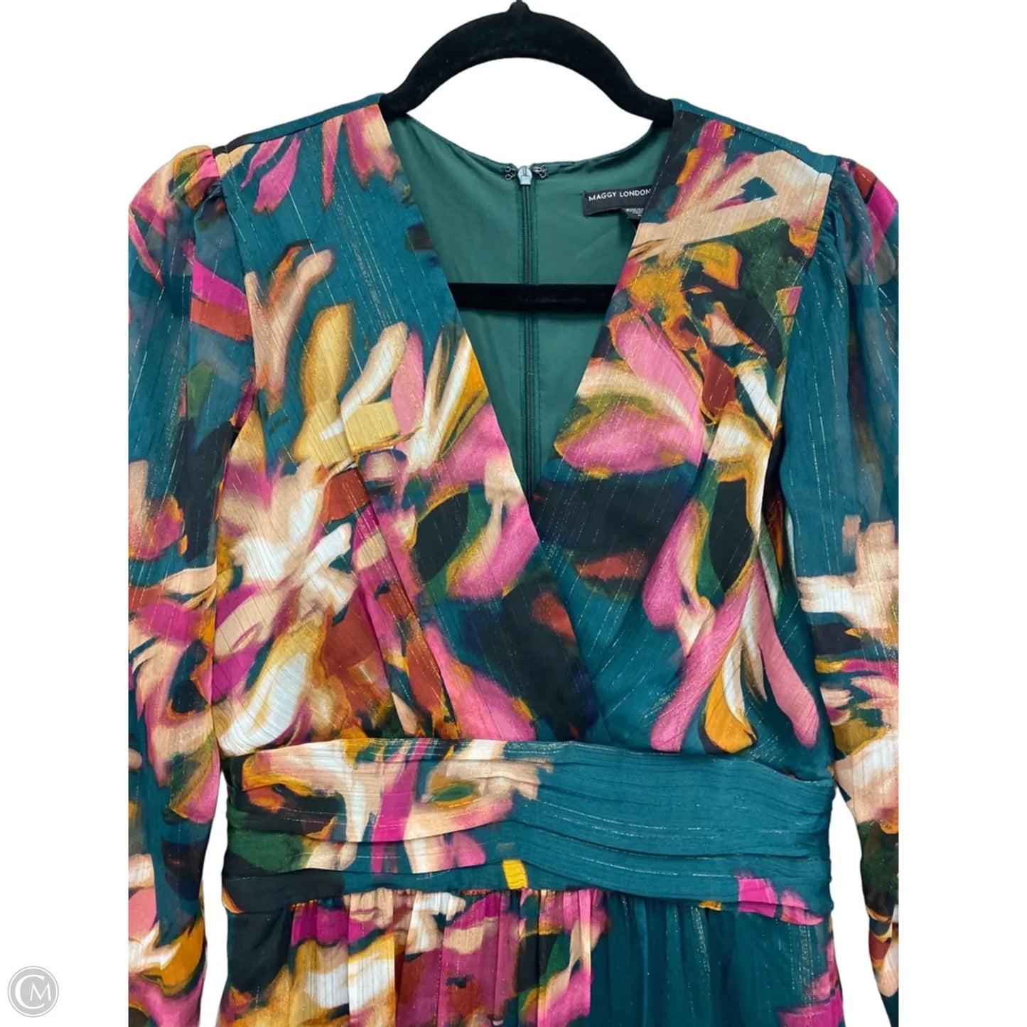 Dress Casual Midi By Maggy London In Gold & Pink, Size: 2