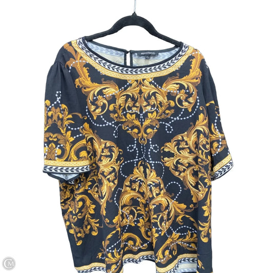 Top Short Sleeve By Jealous Tomato In Black & Gold, Size: 2x