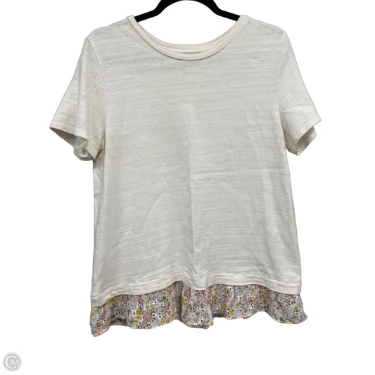 Top Short Sleeve By Loft In Cream, Size: M