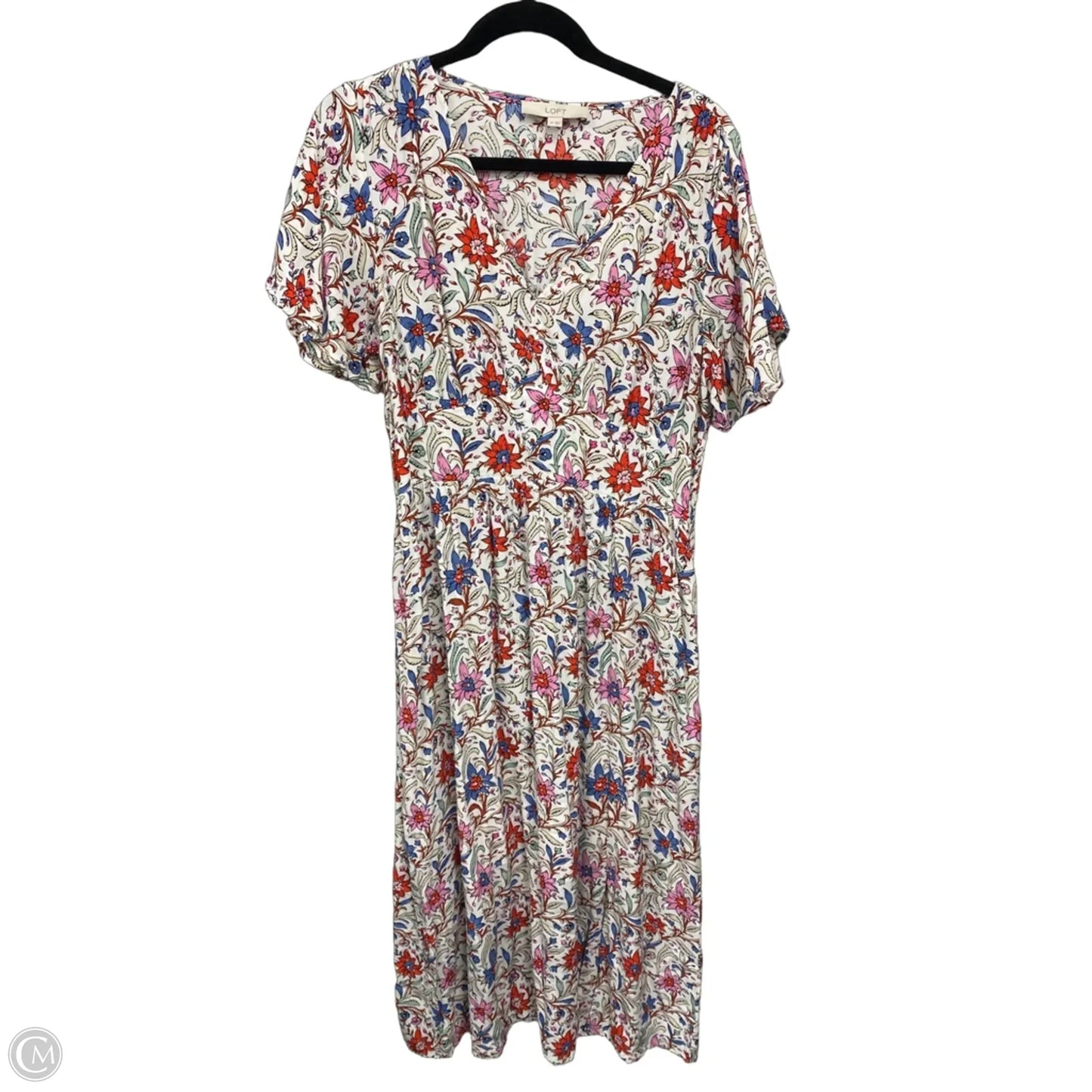 Dress Casual Midi By Loft In Red & White, Size: 10