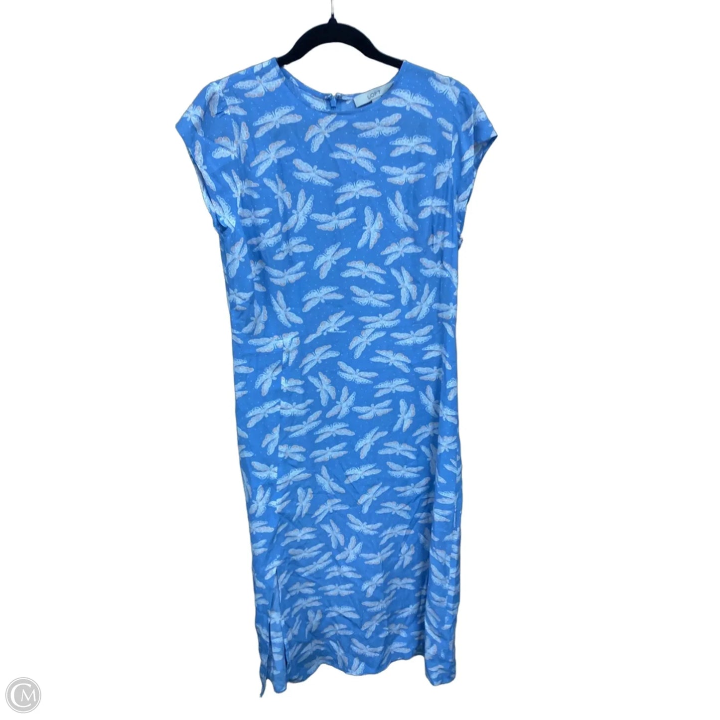 Dress Casual Midi By Loft In Blue & White, Size: 10p