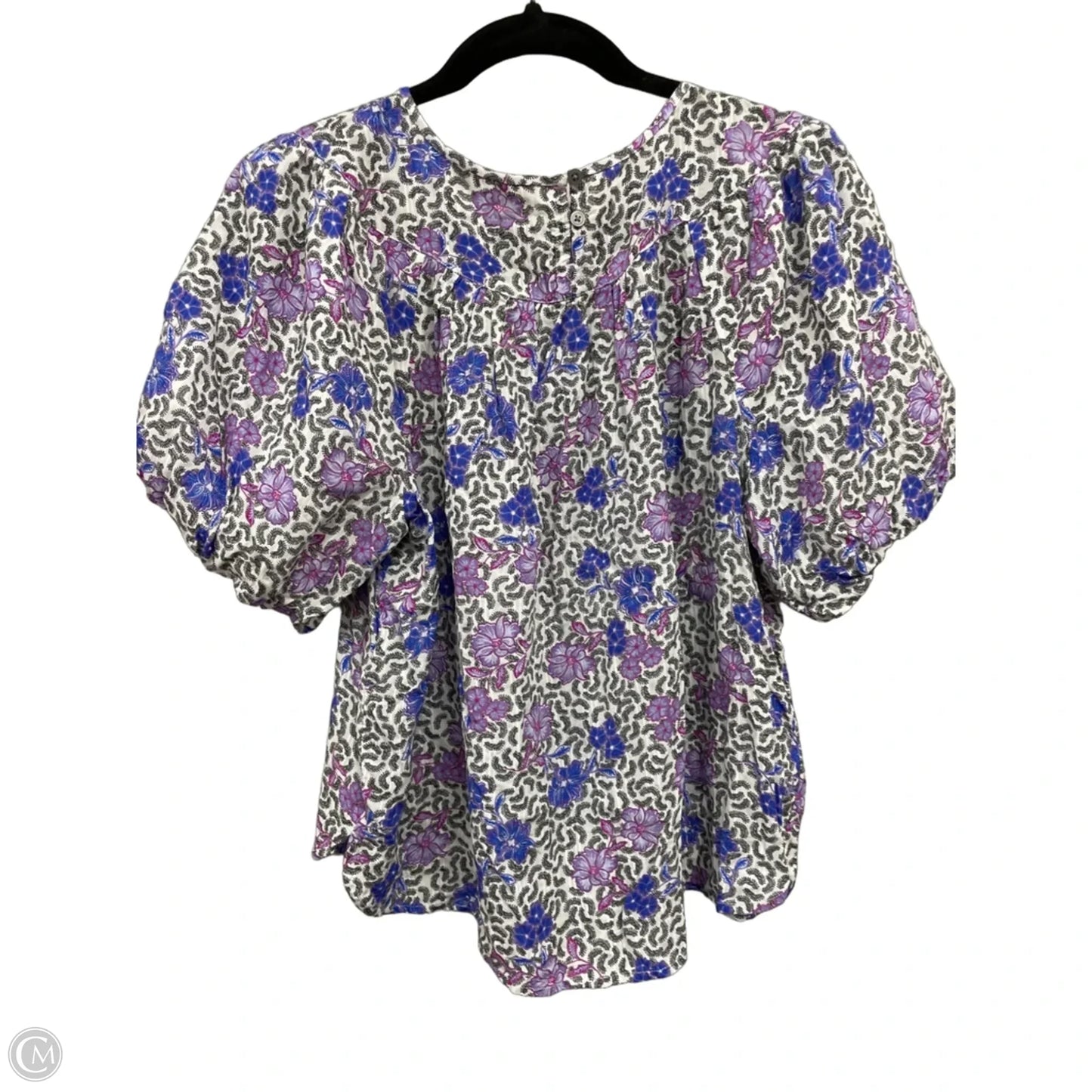 Top Short Sleeve By Loft In Black & Purple, Size: Lp