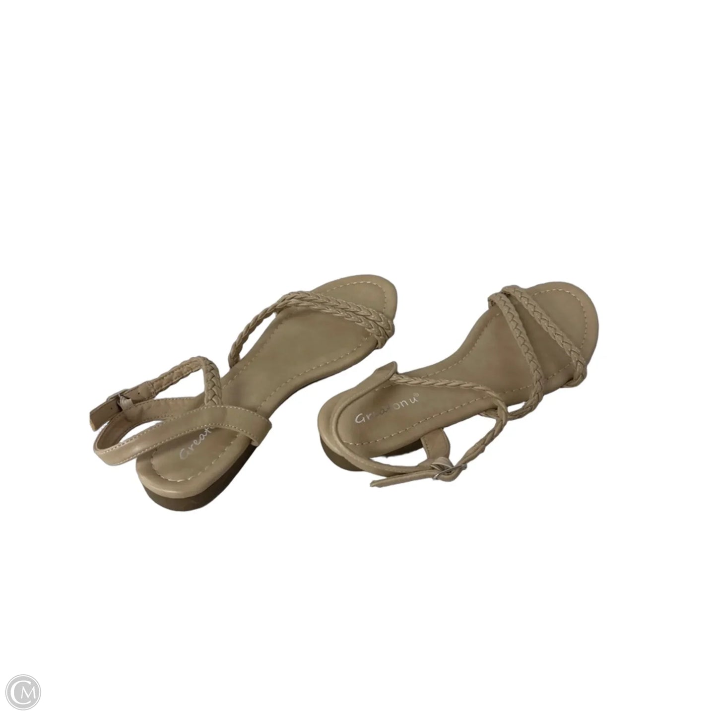 Sandals Flats By Clothes Mentor In Tan, Size: 7.5