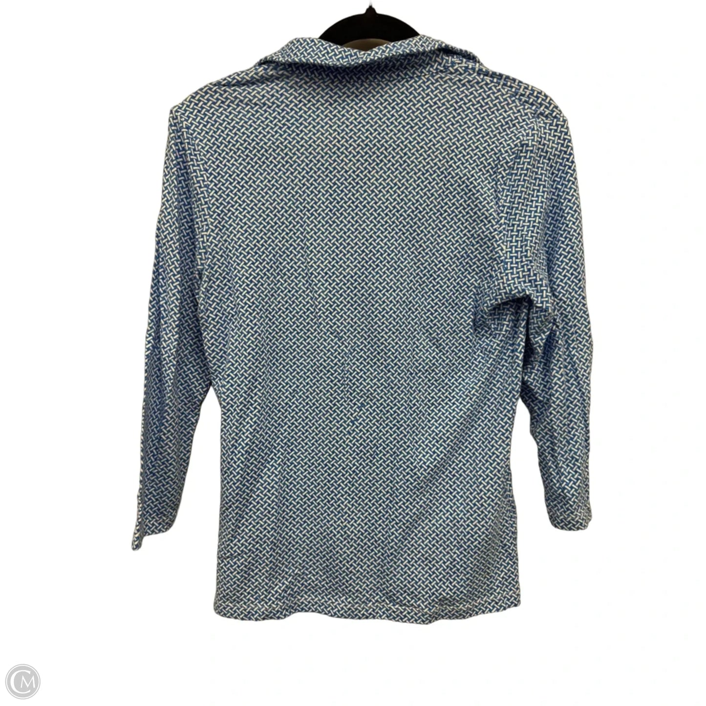 Top Long Sleeve By J Mclaughlin In Blue & White, Size: M