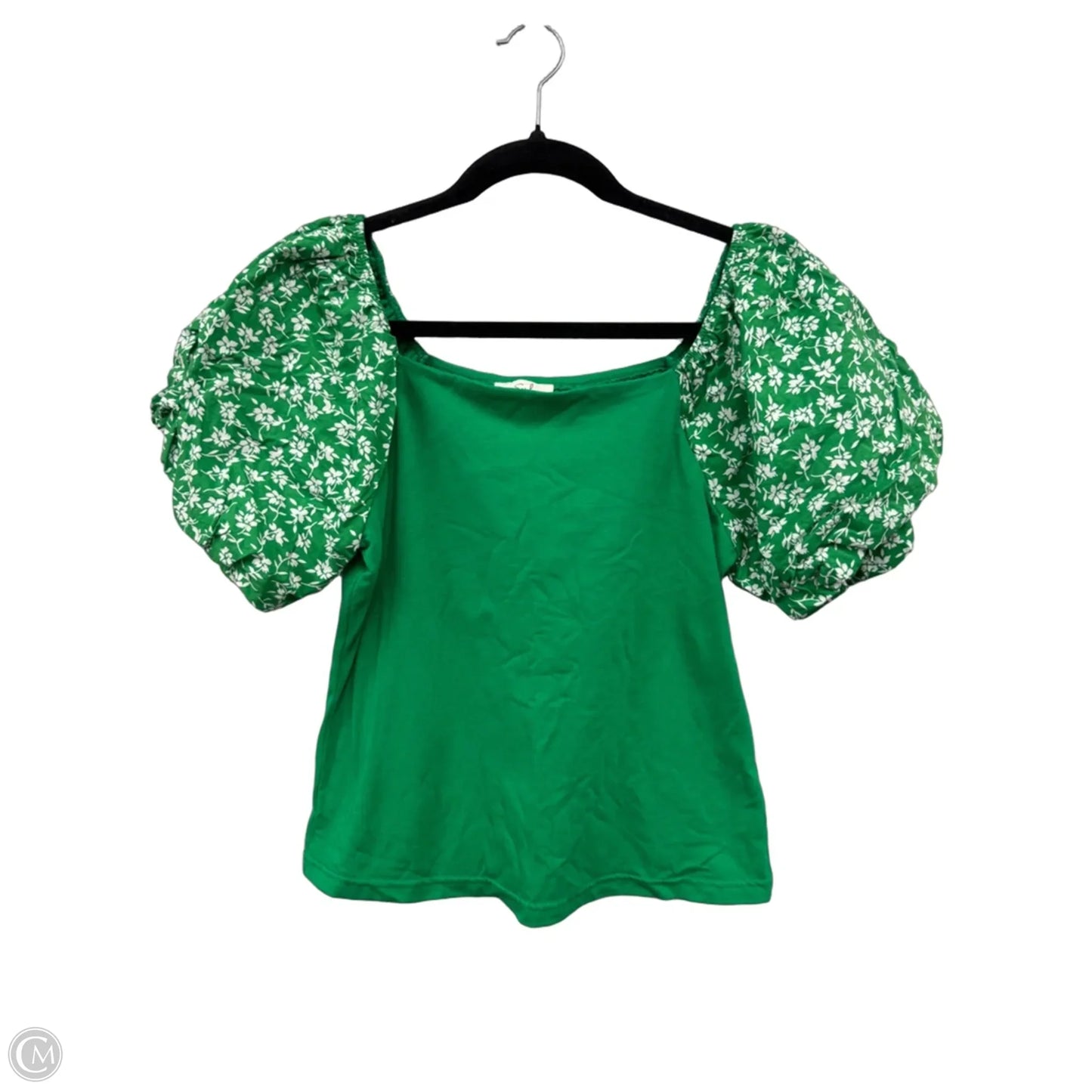 Top Short Sleeve By Easel In Green & White, Size: S