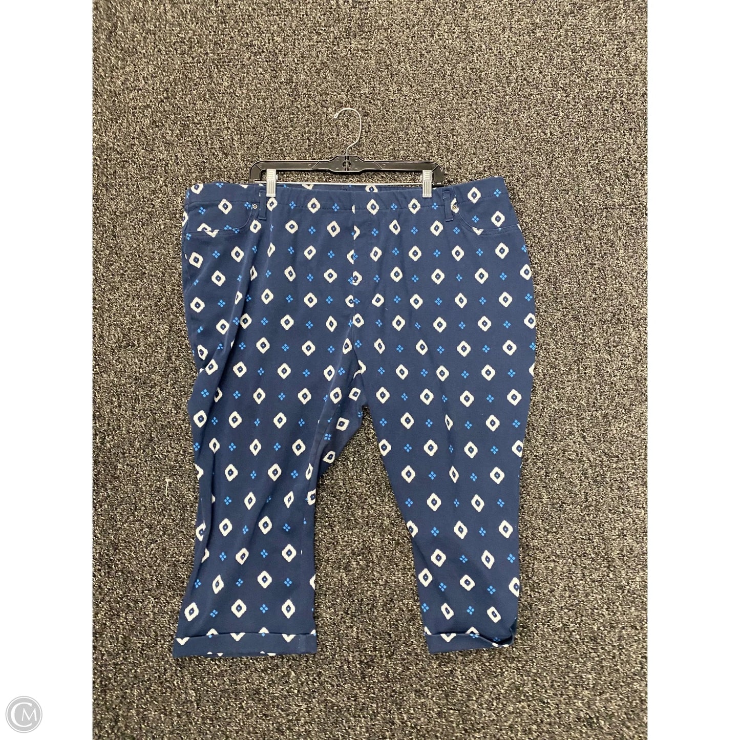 Pants Cropped By Terra & Sky In Blue & White, Size: 4x