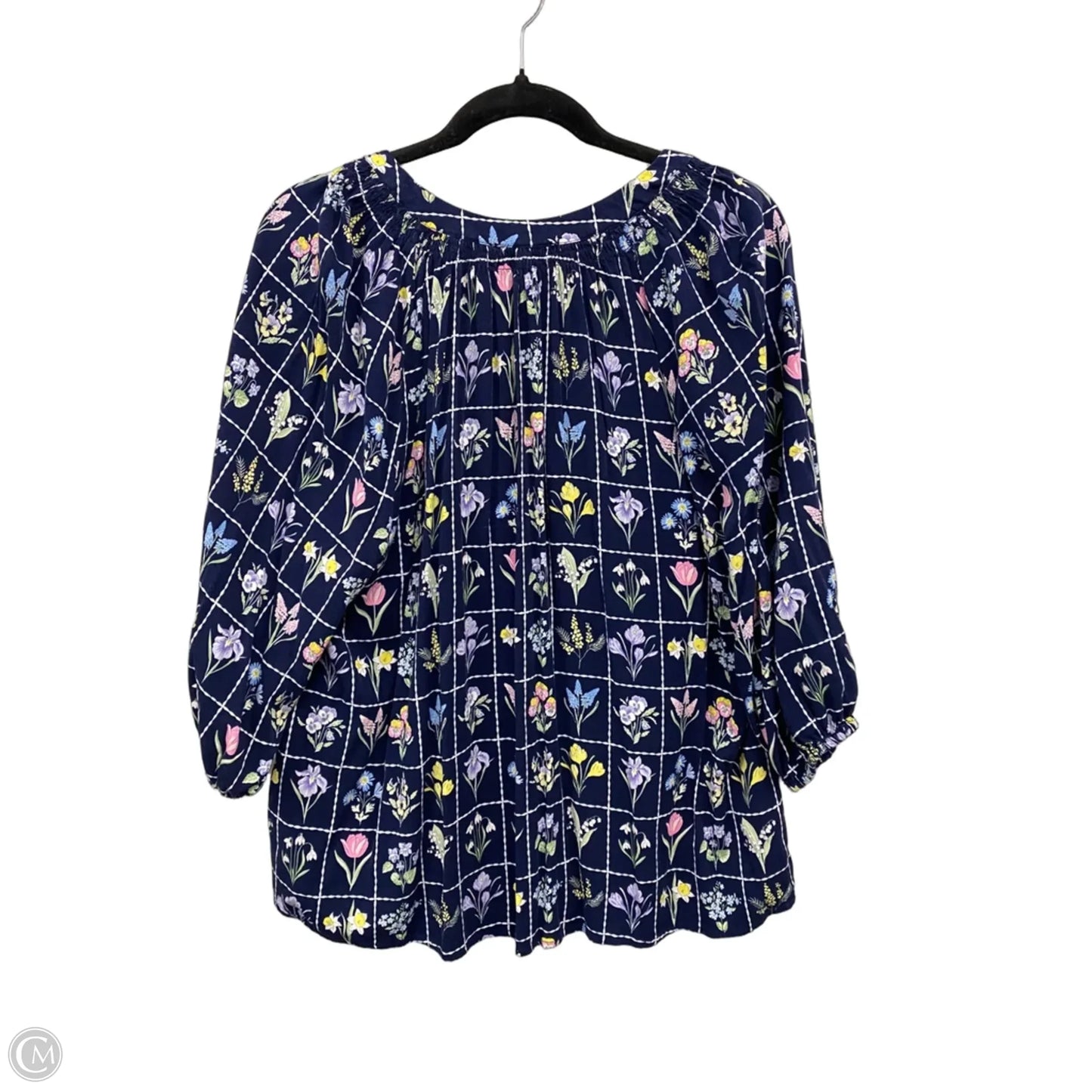 Top 3/4 Sleeve By Crown And Ivy In Blue & Yellow, Size: 1x