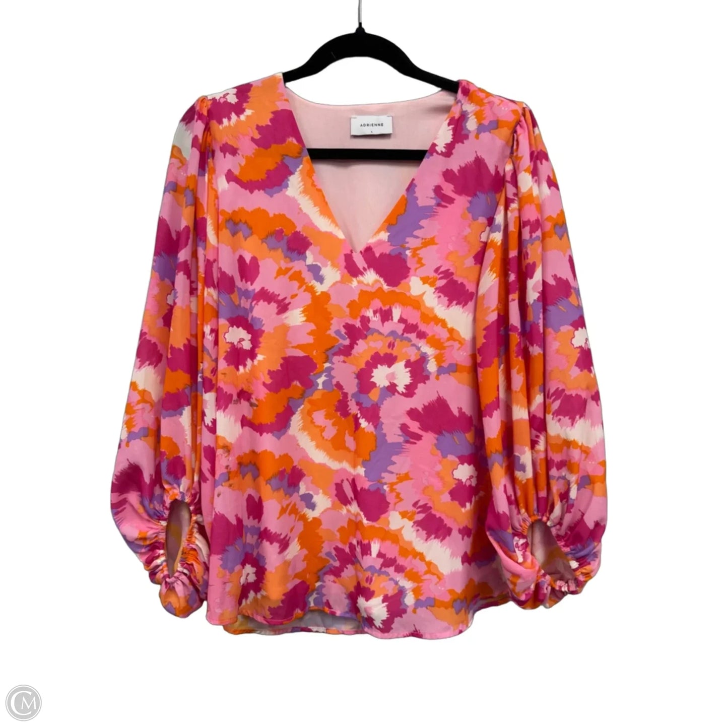 Top Long Sleeve By Adrienne In Orange & Pink, Size: L