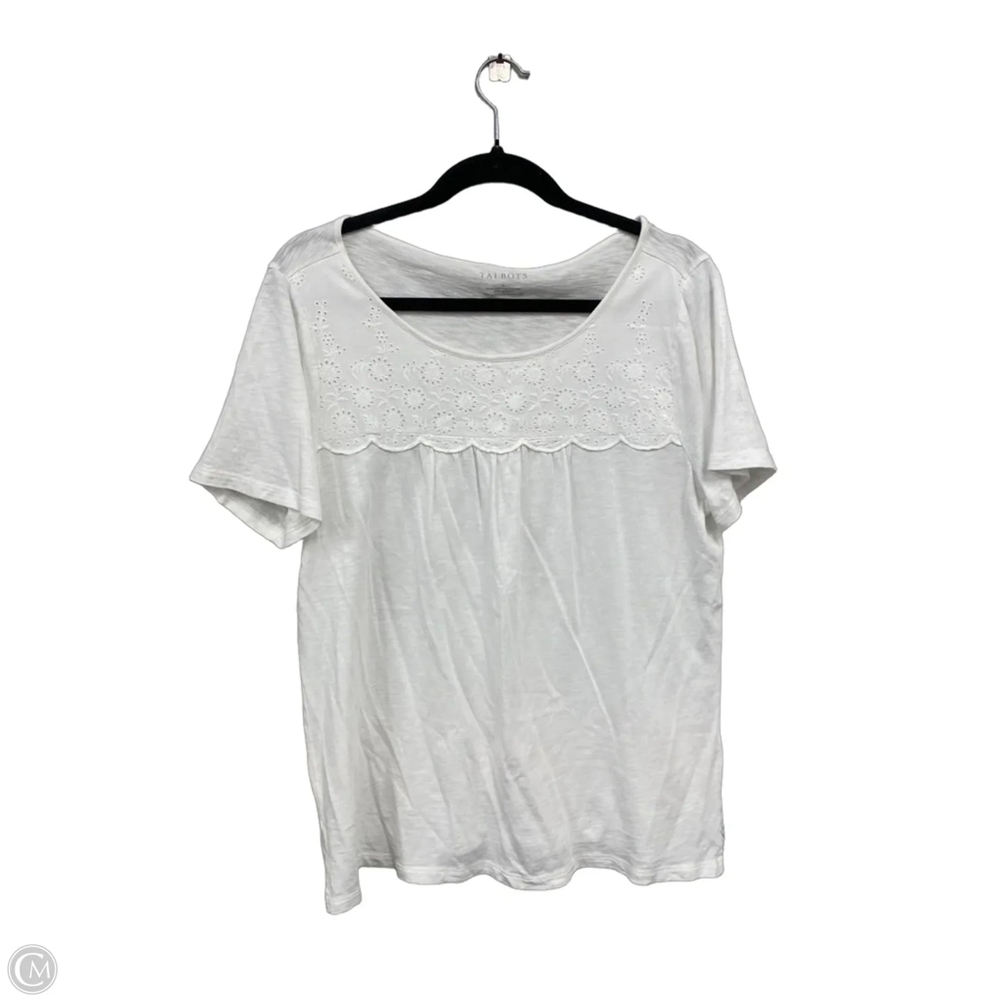 Top Short Sleeve By Talbots In White, Size: L