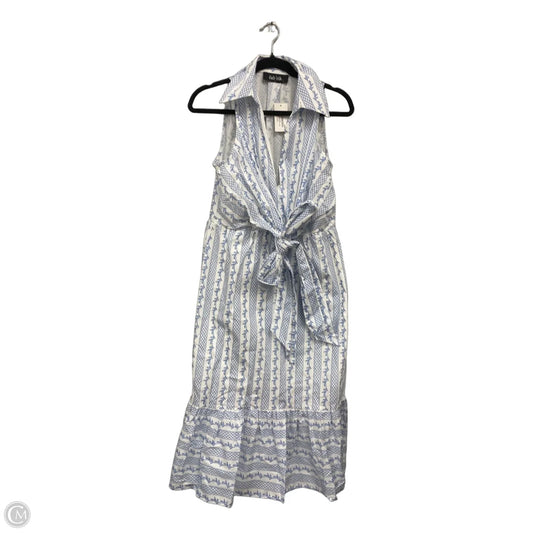 Dress Casual Midi By Fabrik In Blue & White, Size: L