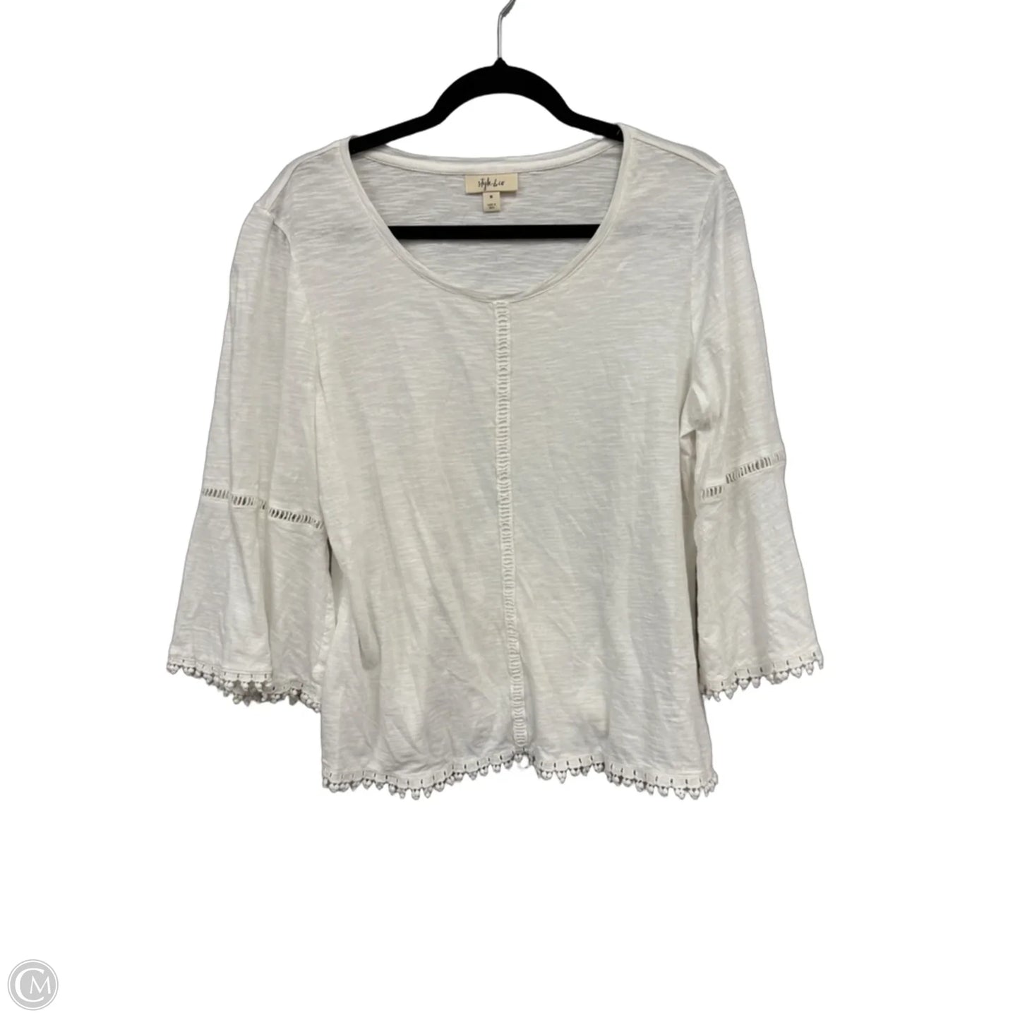 Top 3/4 Sleeve By Style And Company In White, Size: M