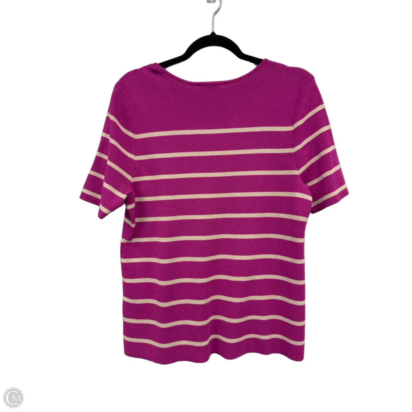 Sweater Short Sleeve By Tahari In Pink & Tan, Size: Xl