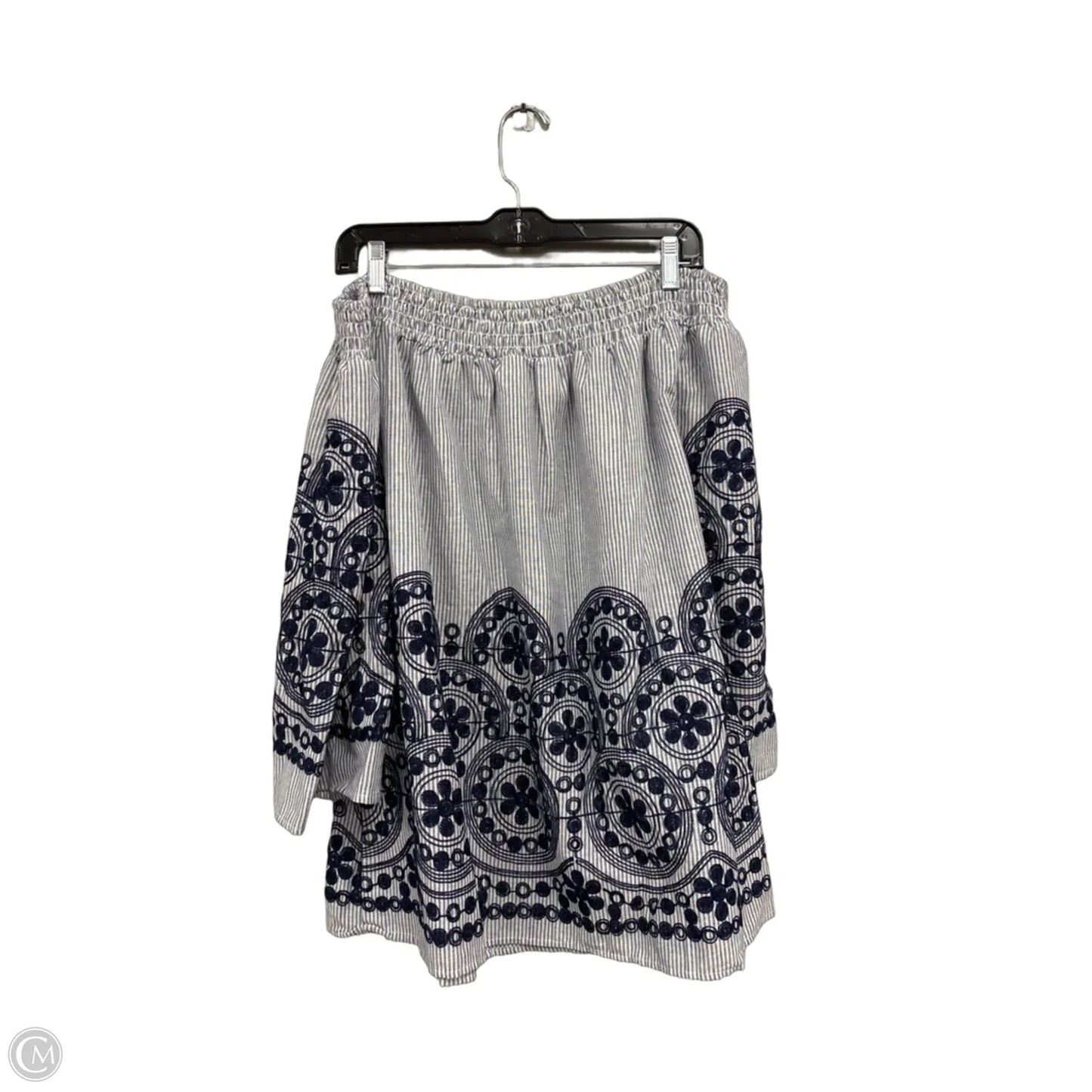 Top 3/4 Sleeve By Unique Spectrum In Blue & White, Size: 2x