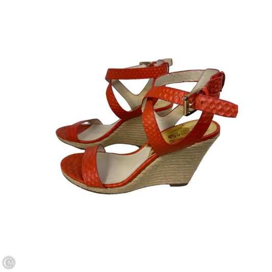 Sandals Heels Wedge By Michael By Michael Kors In Orange, Size: 9