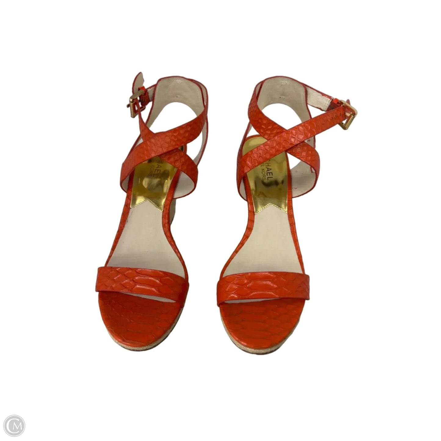 Sandals Heels Wedge By Michael By Michael Kors In Orange, Size: 9