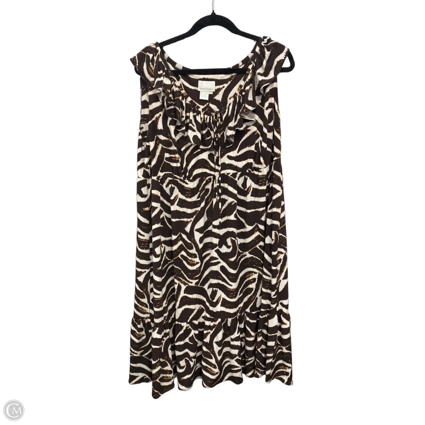 Dress Casual Short By Donna Morgan In Brown & Cream, Size: 16
