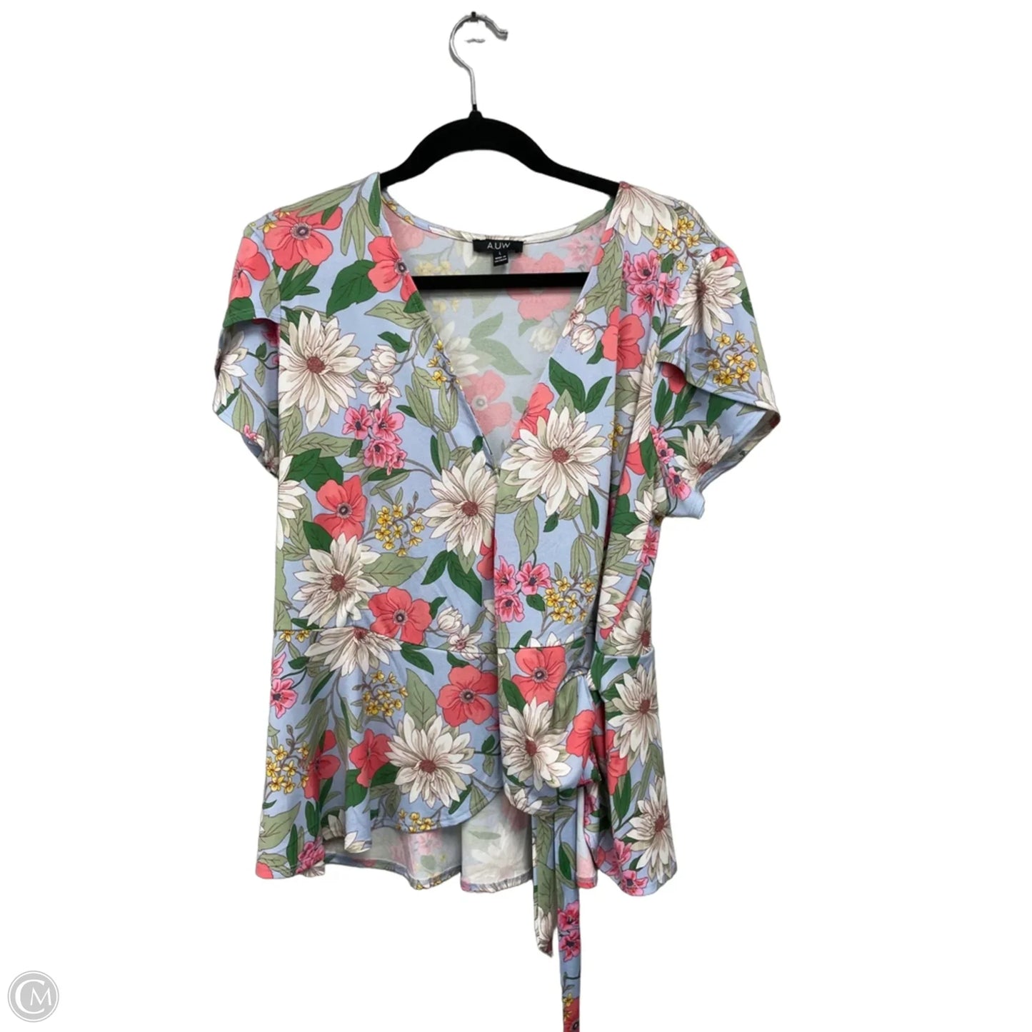 Top Short Sleeve By Auw In Blue & Pink, Size: L