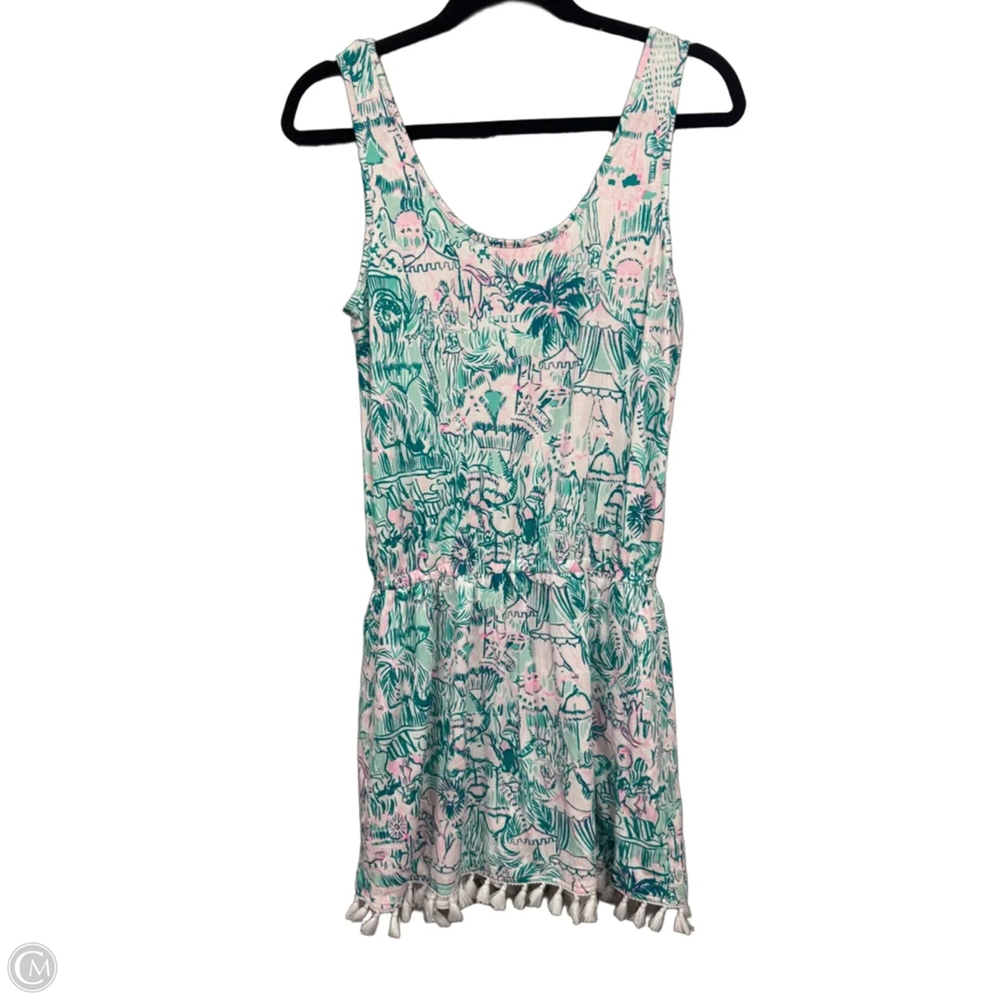 Romper Designer By Lilly Pulitzer In Green & Pink, Size: S