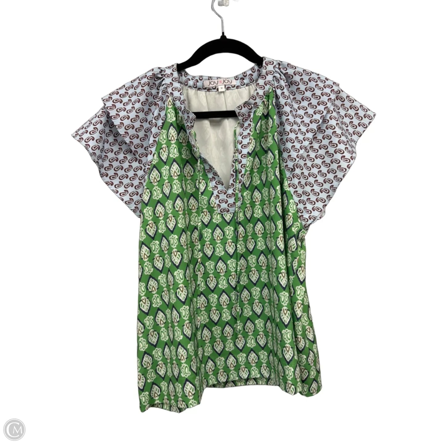 Top Short Sleeve By Joy Joy In Blue & Green, Size: M