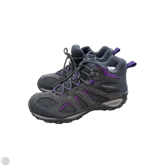Shoes Hiking By Merrell In Grey & Purple, Size: 8
