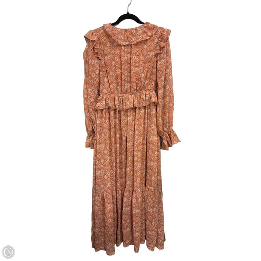 Dress Casual Midi By Sandra Darren In Orange & White, Size: 10