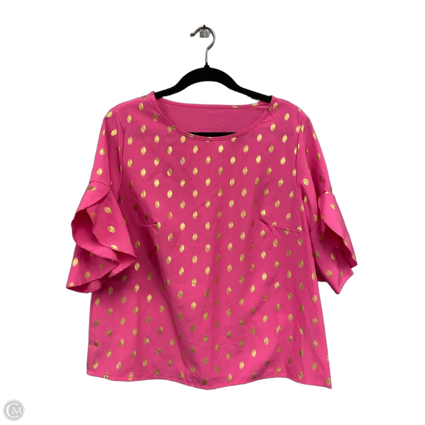 Top Short Sleeve By Emery Rose In Gold & Pink, Size: M
