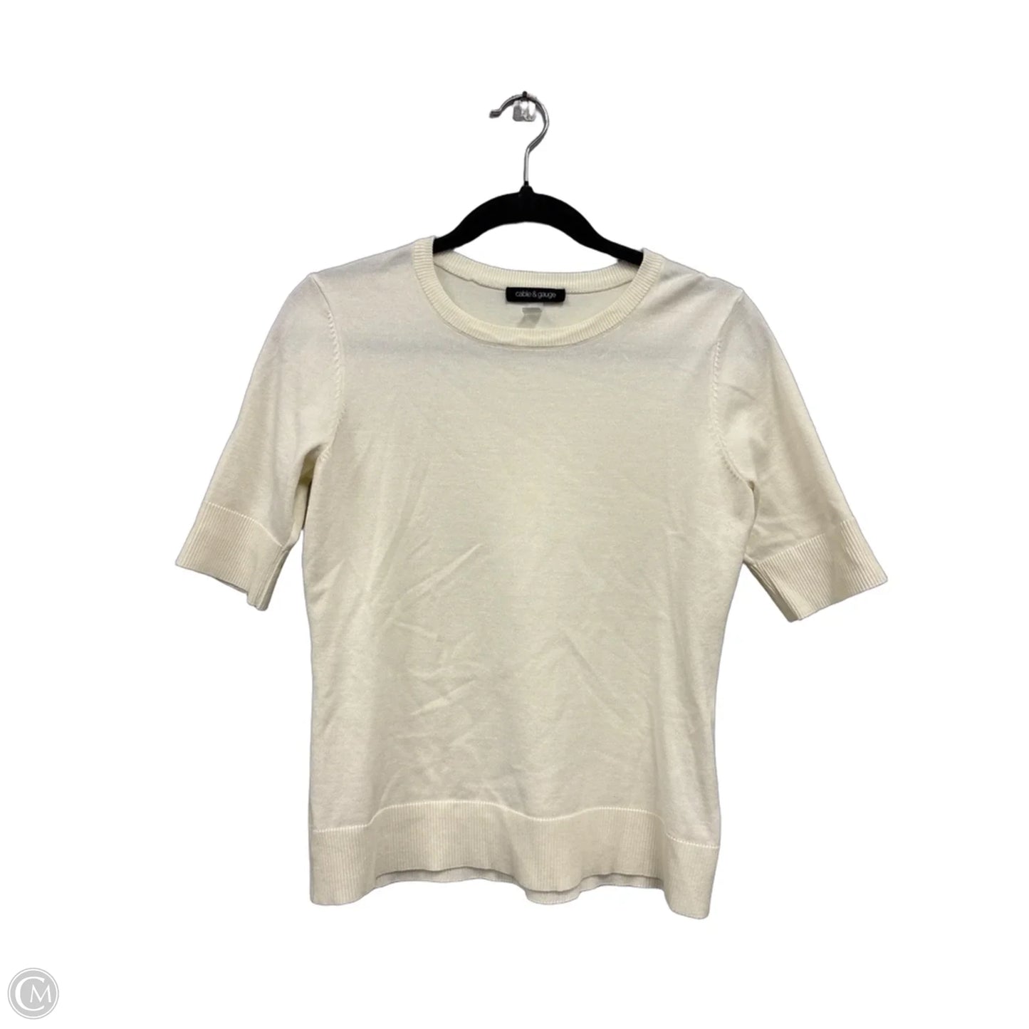 Sweater Short Sleeve By Cable And Gauge In Cream, Size: M