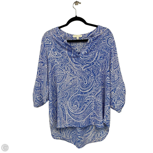Top 3/4 Sleeve By Chaus In Blue & White, Size: L