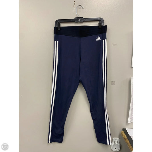 Athletic Leggings By Adidas In Blue & White, Size: L