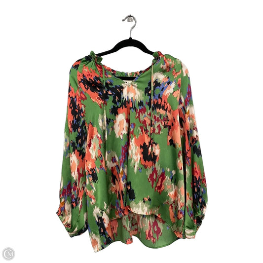Top 3/4 Sleeve By Ee Some In Green & Orange, Size: M