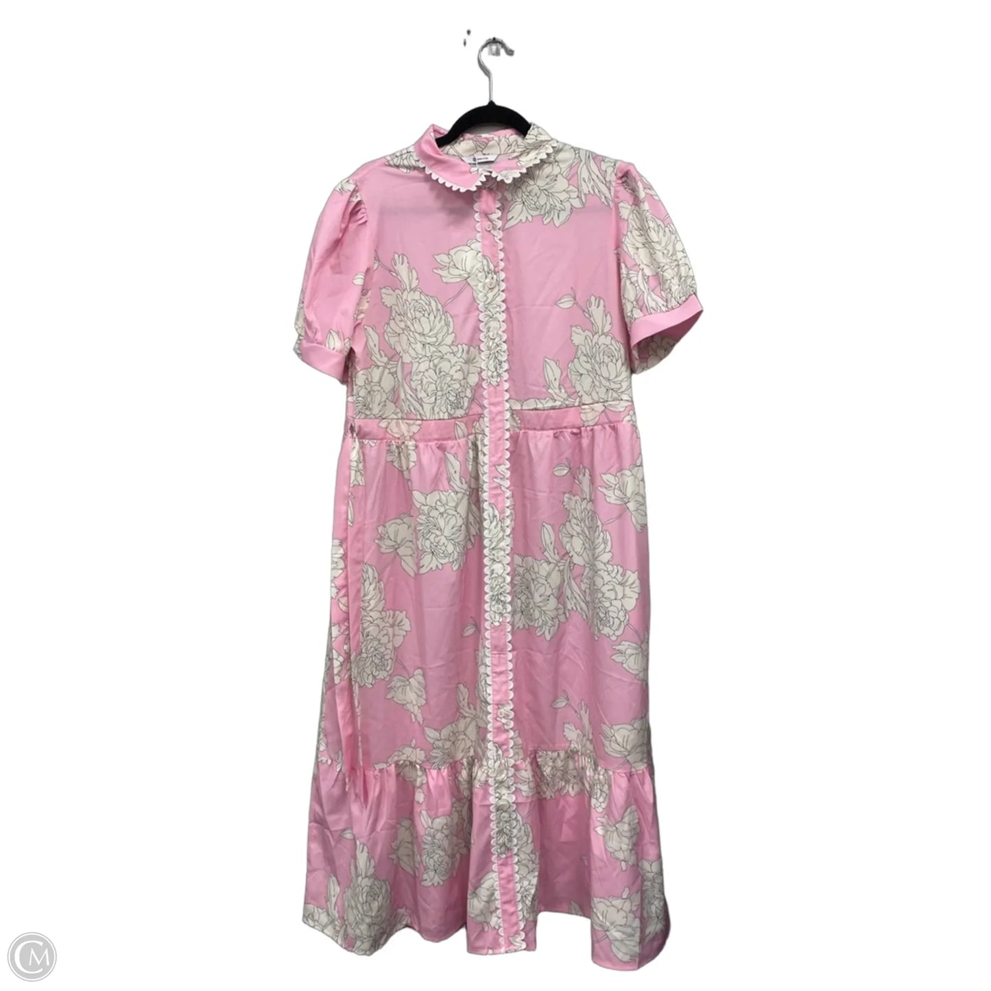 Dress Casual Short By Clothes Mentor In Cream & Pink, Size: L