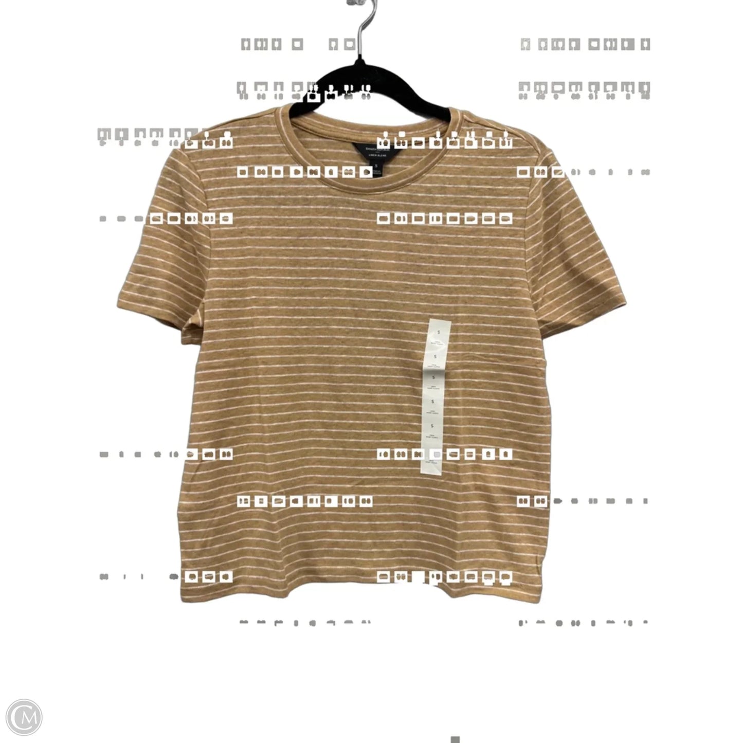 Top Short Sleeve Basic By Banana Republic In Tan & White, Size: S
