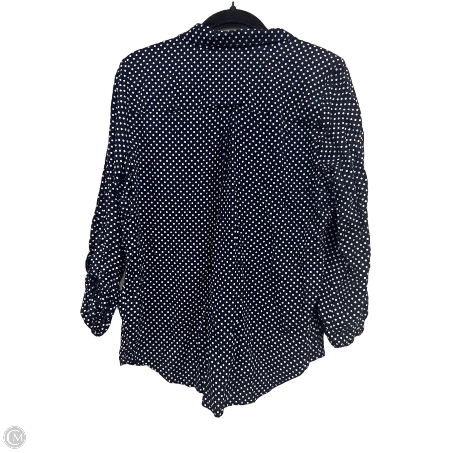 Top 3/4 Sleeve By Emily Daniels In Blue & White, Size: Xl