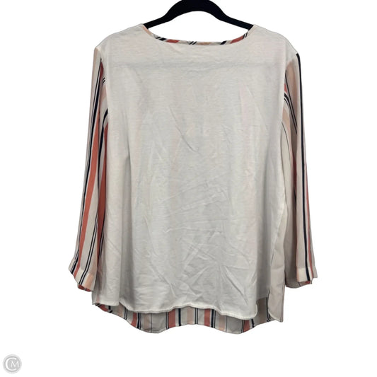 Top 3/4 Sleeve By Van Heusen In Cream & Orange, Size: Xl