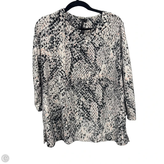 Top 3/4 Sleeve By Clothes Mentor In Black & Grey, Size: Xl