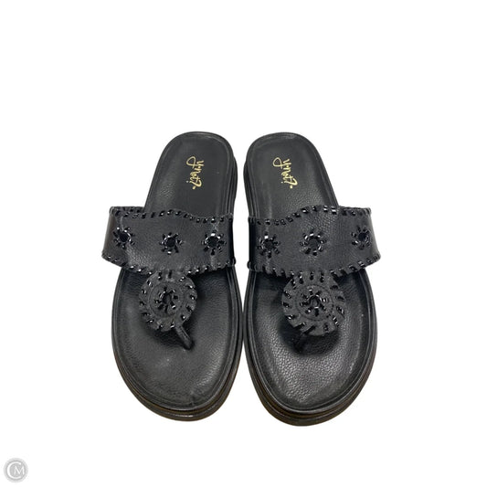 Sandals Flats By Clothes Mentor In Black, Size: 10