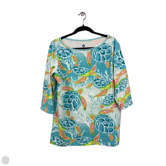 Top 3/4 Sleeve By Clothes Mentor In Blue & Green, Size: Xl