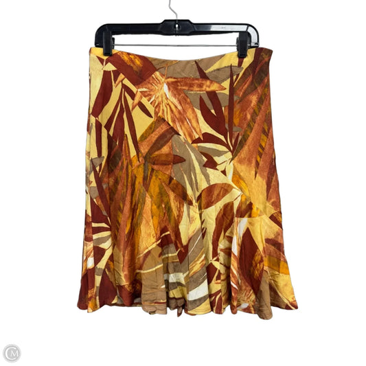 Skirt Midi By Cache In Orange & Yellow, Size: L